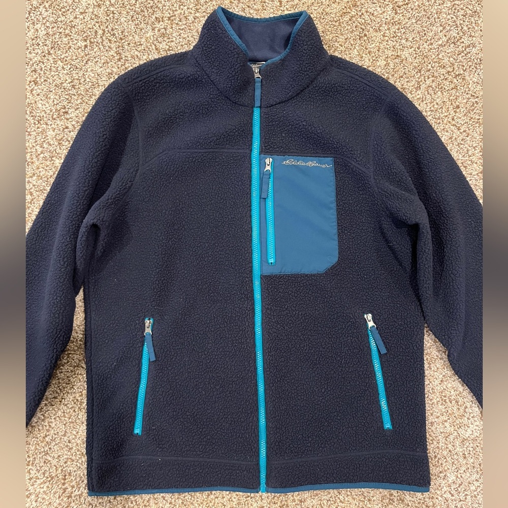 Eddie Bauer Quest 300 Fleece Jacket in “Atlantic”, full zip, mens M